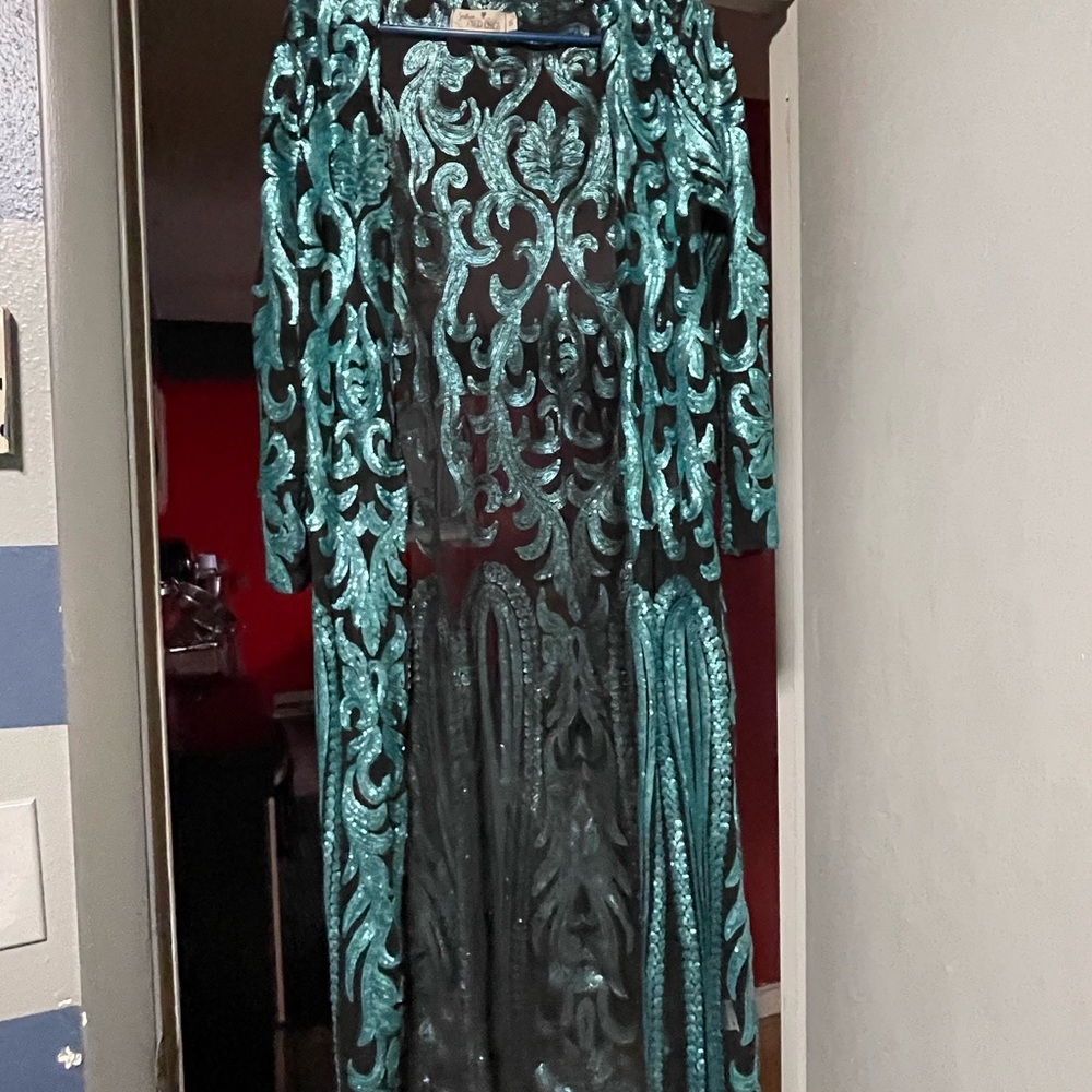 3/4 sleeve sequin duster